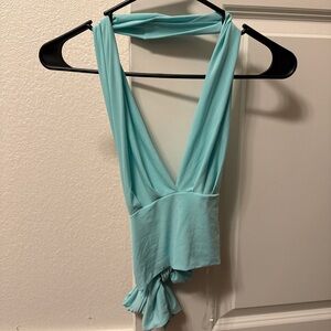 Sabora Turquoise Halter Tie Top